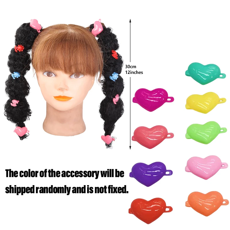 Two-Piece Synthetic Fake Ponytails with Mystery Color Hair Clips (Random Accessory Colors) for Fun Play & Parties view 5
