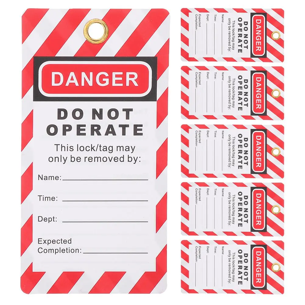 6-teiliges Lock-Out-Tags, Warnung, Lockout, nicht bedienen, Ausrüstung, Etikett, Schild, PVC, Tagout, Kunststoff, Sicherheit