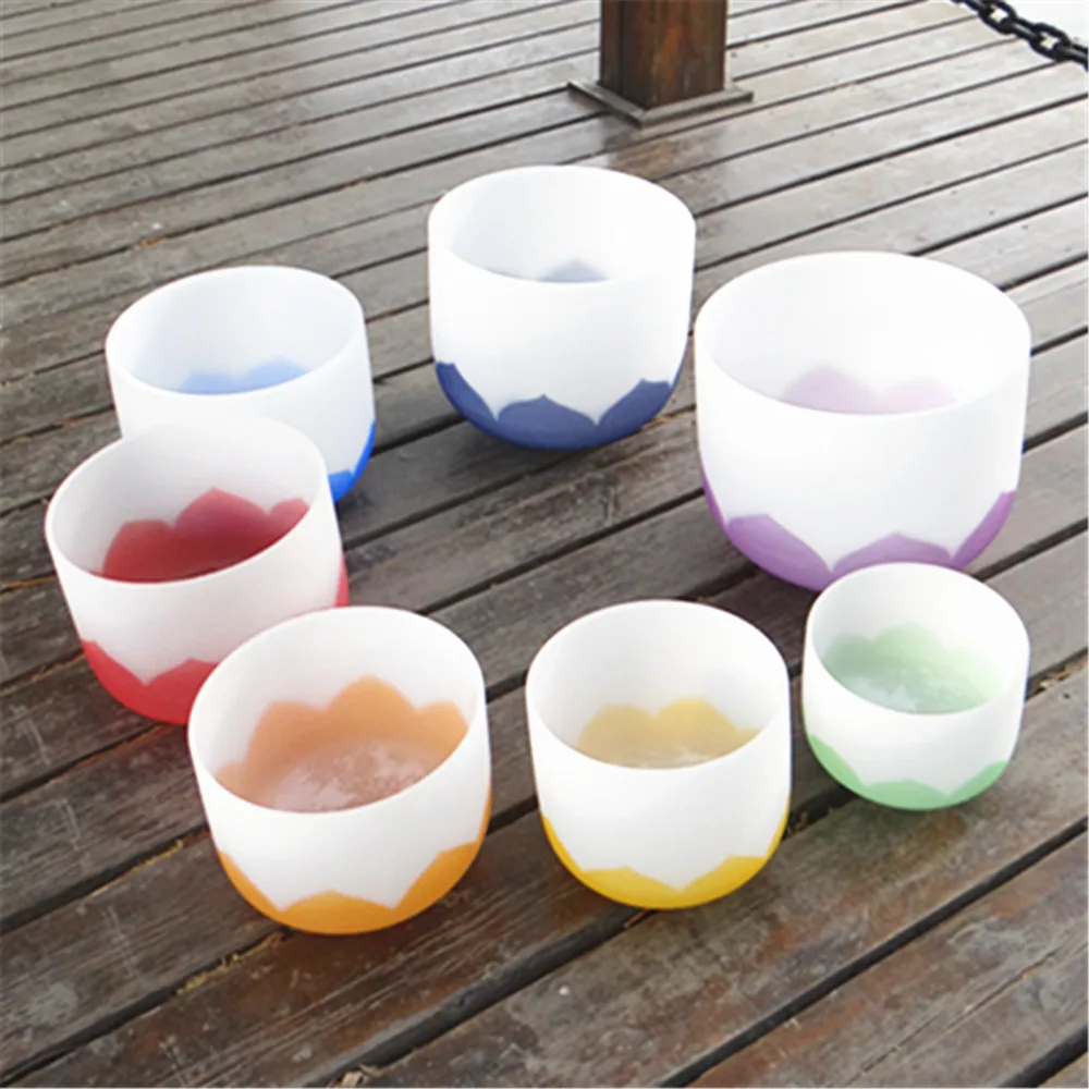 

Full set of lotus tape crystal bowl 432Hz pulse sound wheel pattern Buddha sound bowl