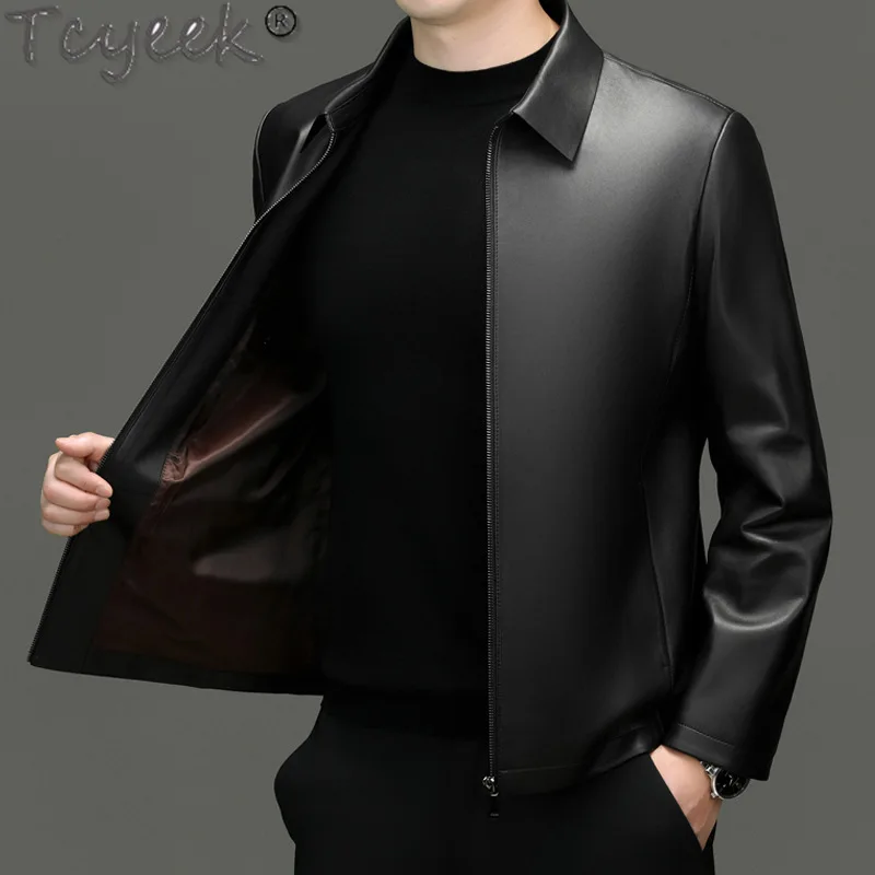 Tcyeek Real Leather Jacket Men 2025 Motocycle Jackets Spring Autumn Clothes High-end Sheepskin Coats Male Jaqueta De Couro