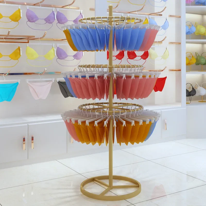 Rotating underwear display rack Floor-to-ceiling Internet celebrity underwear store bra cover short underwear shelf Nakajima