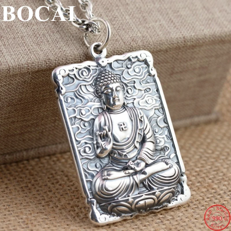 BOCAI S925 Sterling Silver Pendant for Women Men New Fashion Zodiac Life Buddha Pure Argentum Patron Saint Amulet Free Shipping