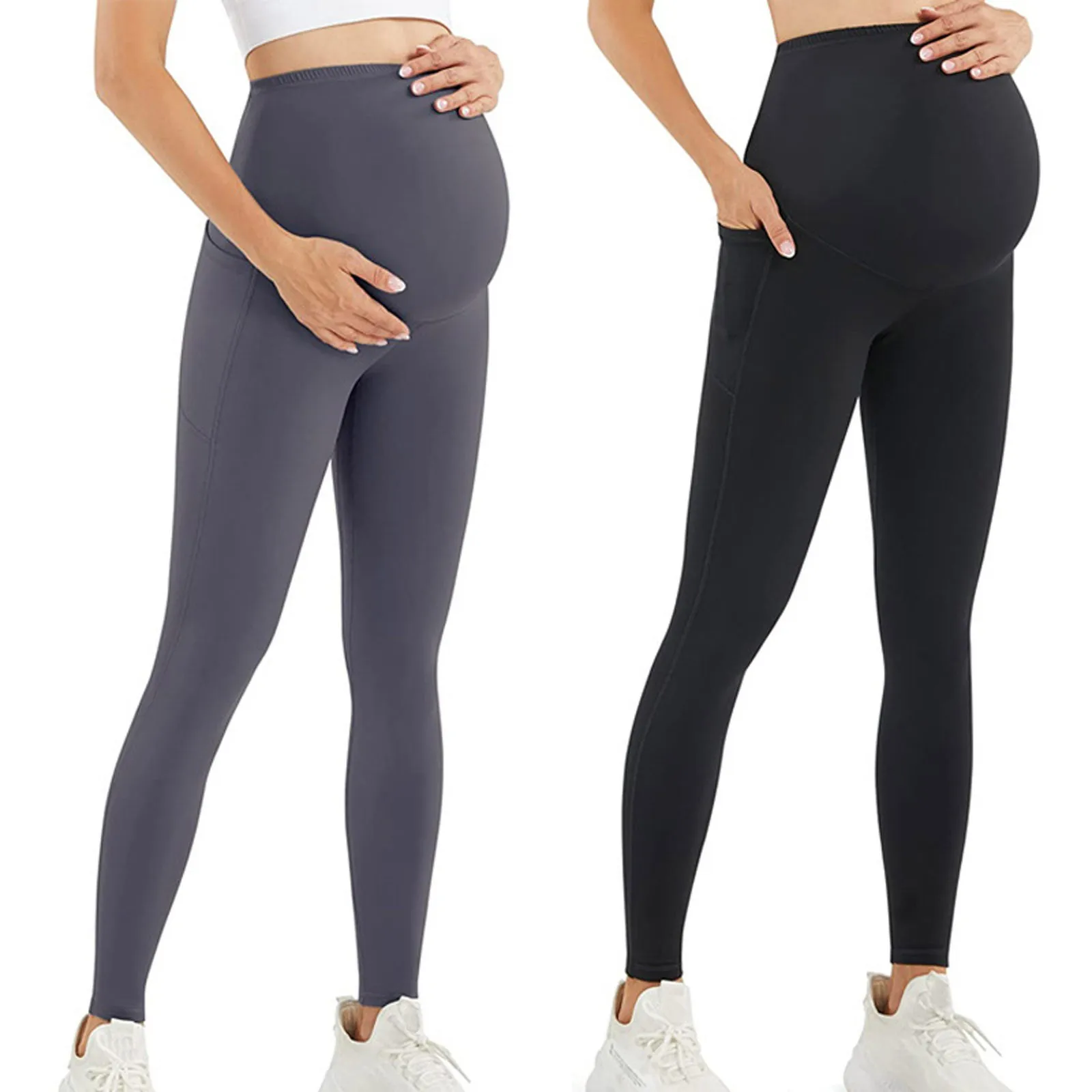 Mallas de maternidad opacas para mujer, pantalones de cintura alta, Leggings de embarazo, vestidos para embarazadas