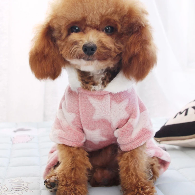 Soft Fleece Pet Dog Pajamas Autumn Winter Warm Pullover Jumpsuit for Small Dogs Shih Tzu Yorkshire Puppy Cat Clothes