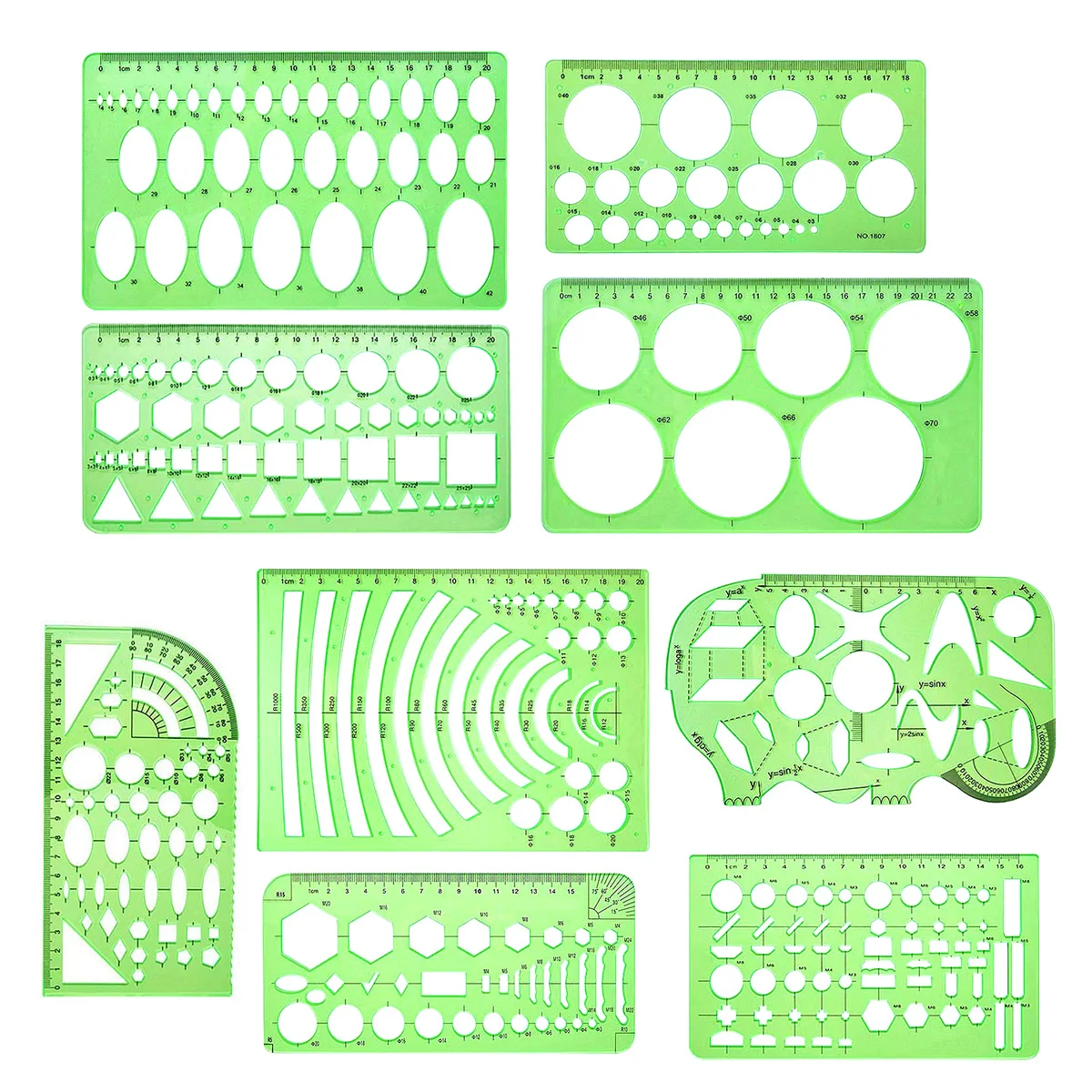 Drawing Templates Set Transparent Geometry Rulers For School Office Architecture Measuring Tool Building Templates Kit