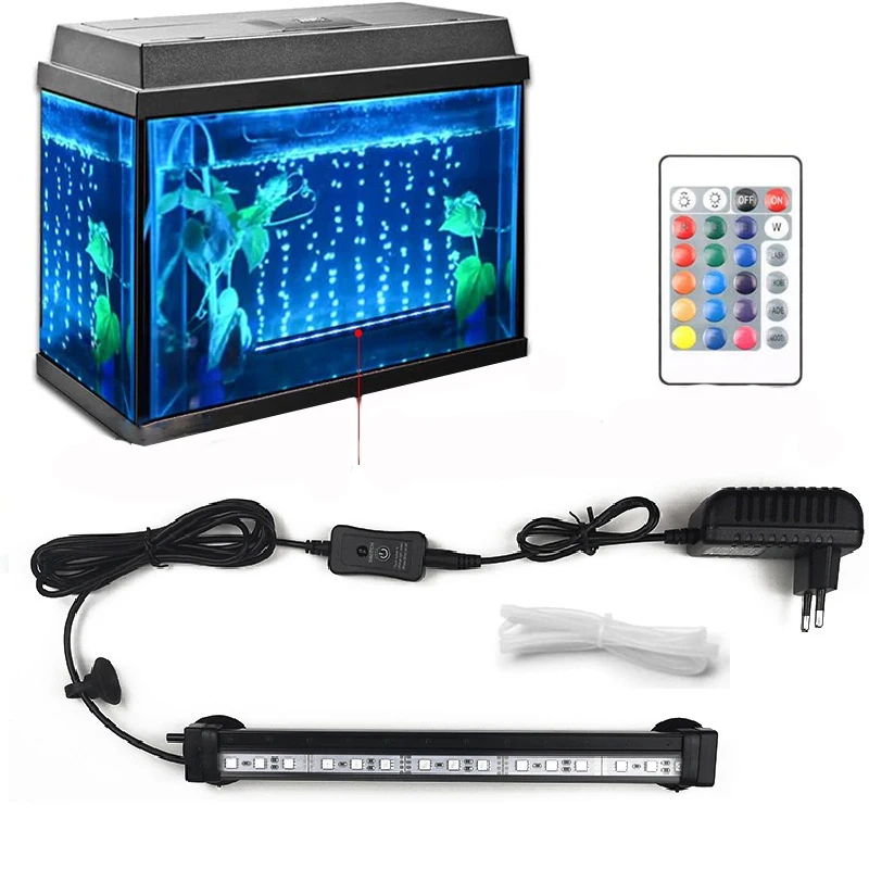 ER009 Aquarium Fish Tank Bubble Remote Control Home Decor Memory Funtion Underwater IP68 Colorful RGB LED Growing Light