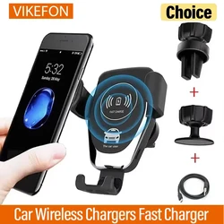 Wireless Chargers Fast Car For iPhone 17 16 15 14 13 12 Pro XS Max XR Samsung Xiaomi Wireless Charging Phone Car Holder Charger