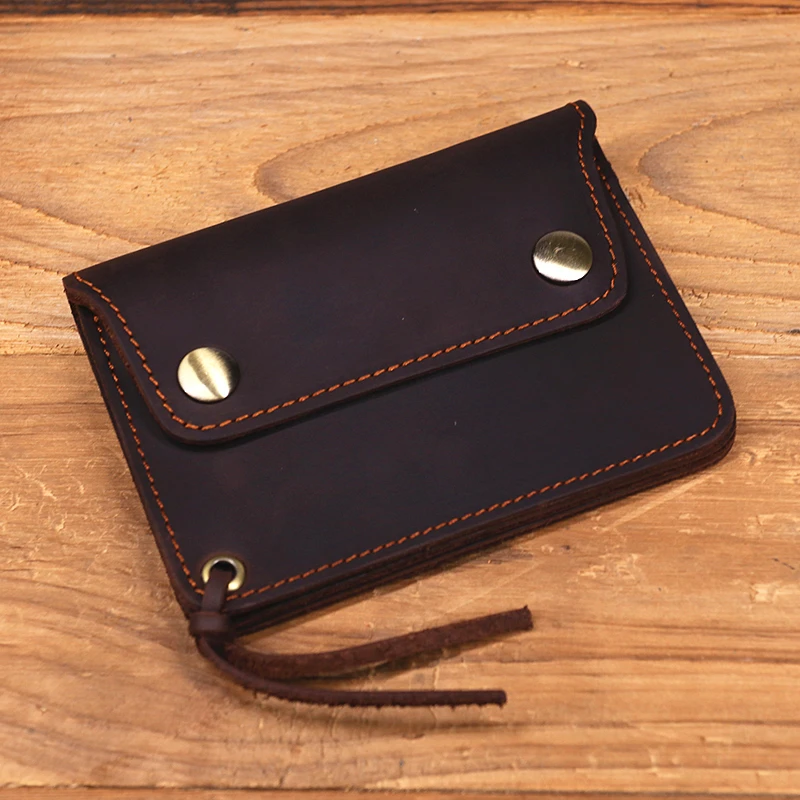 100% echtes Leder Brieftasche Für Männer Männlich Marke Vintage Handgemachte Kurze Kleine männer Geldbörse Karte Halter Mit Zipper Münzfach tasche – Detail 21