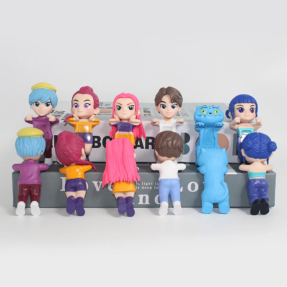 ฟิกเกอร์นักล่าปีศาจเวอร์ชั่น Q ฟิกเกอร์ Huntrix ของสะสม Kpop ฟิกเกอร์นักล่าปีศาจ ของเล่น Derpys Tiger Rumi ของตกแต่งสไตล์อิตาเลียน Brainrot