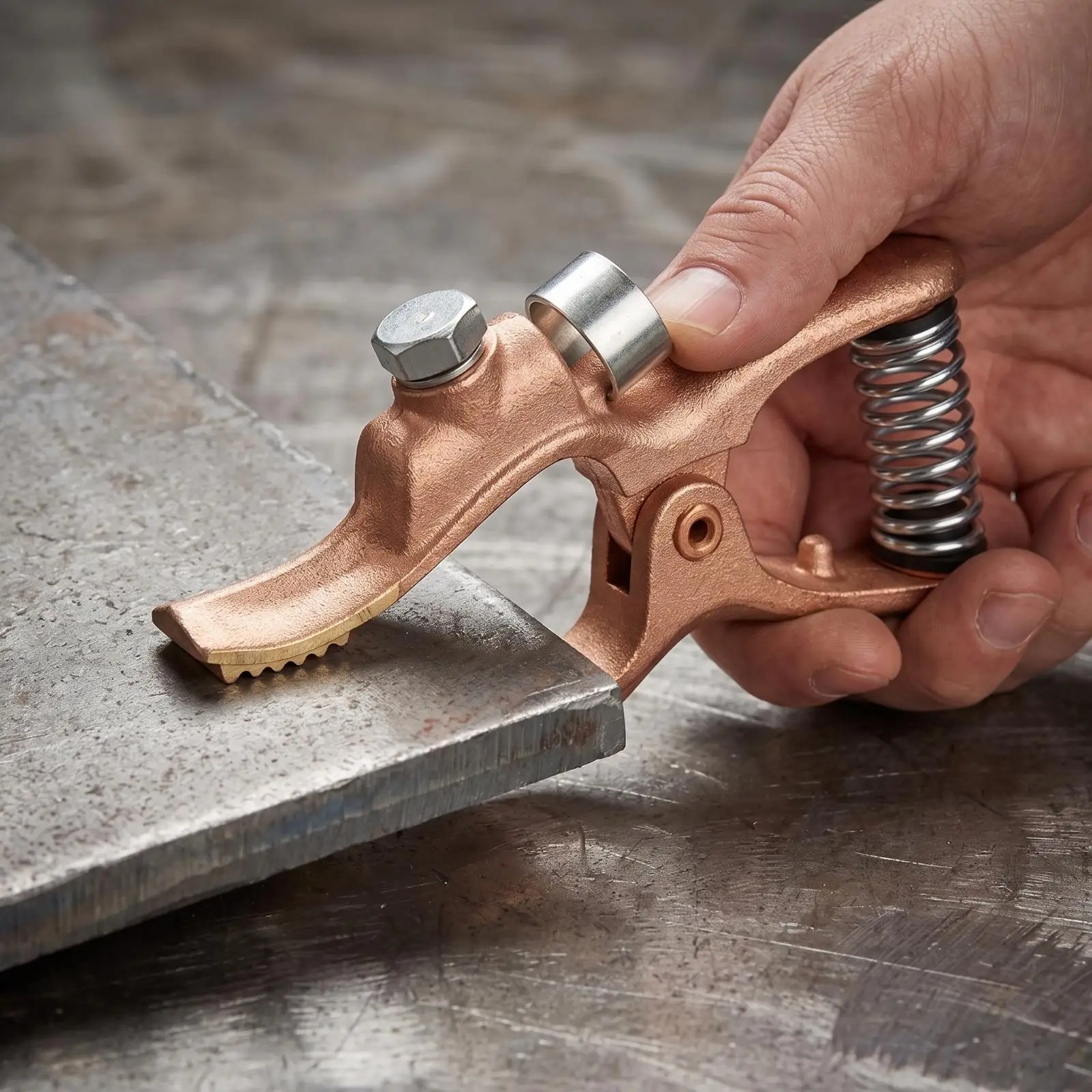 Durable Welding Ground Clamp for Metal Fabrication Copper Alloy Earth Clamp with Serrated Bite Grip Fast Release Lever for Busy