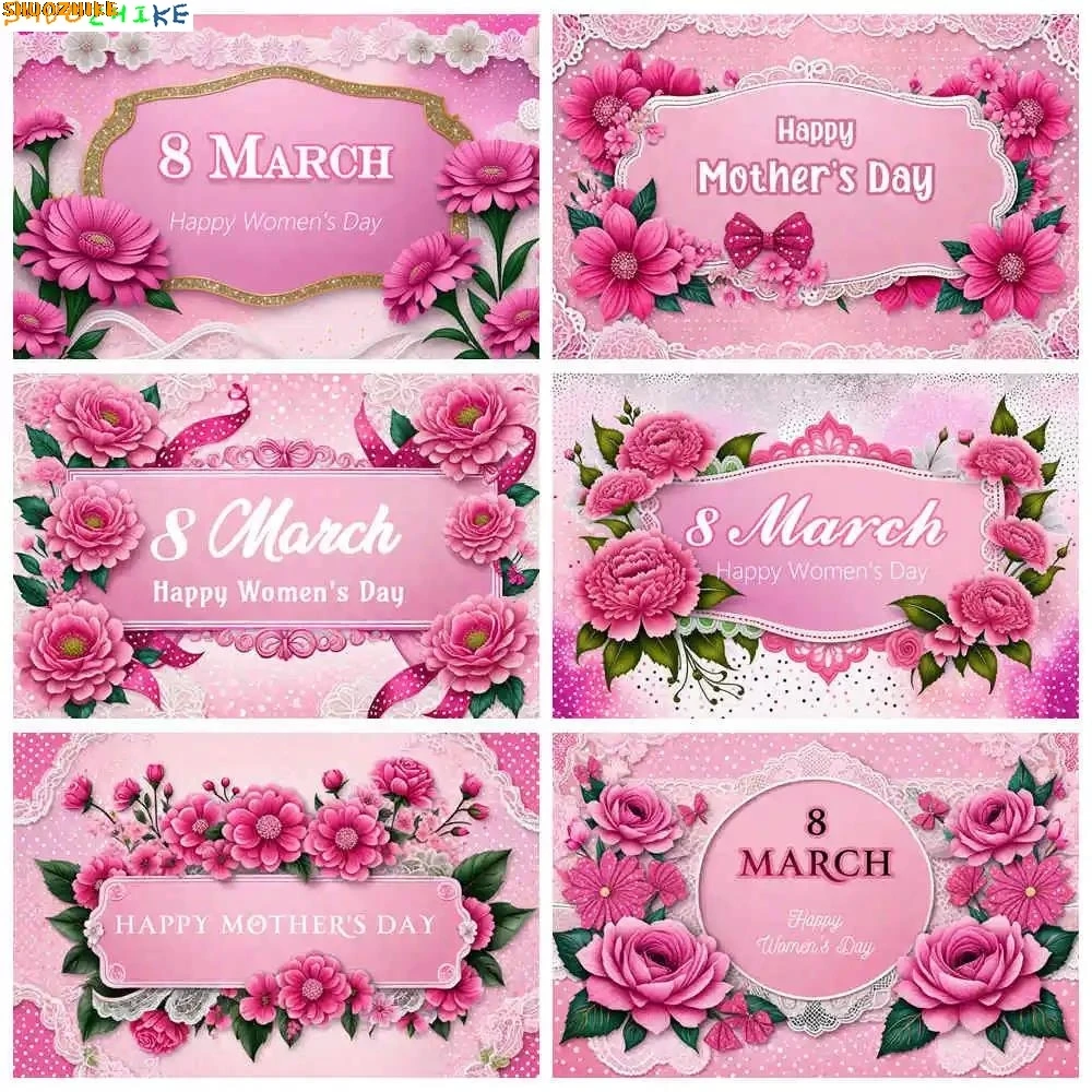 

March 8 Women's Day Decorations Backdrop for Photography February 14 Valentines Birthday Wedding Anniversary Backgrounds