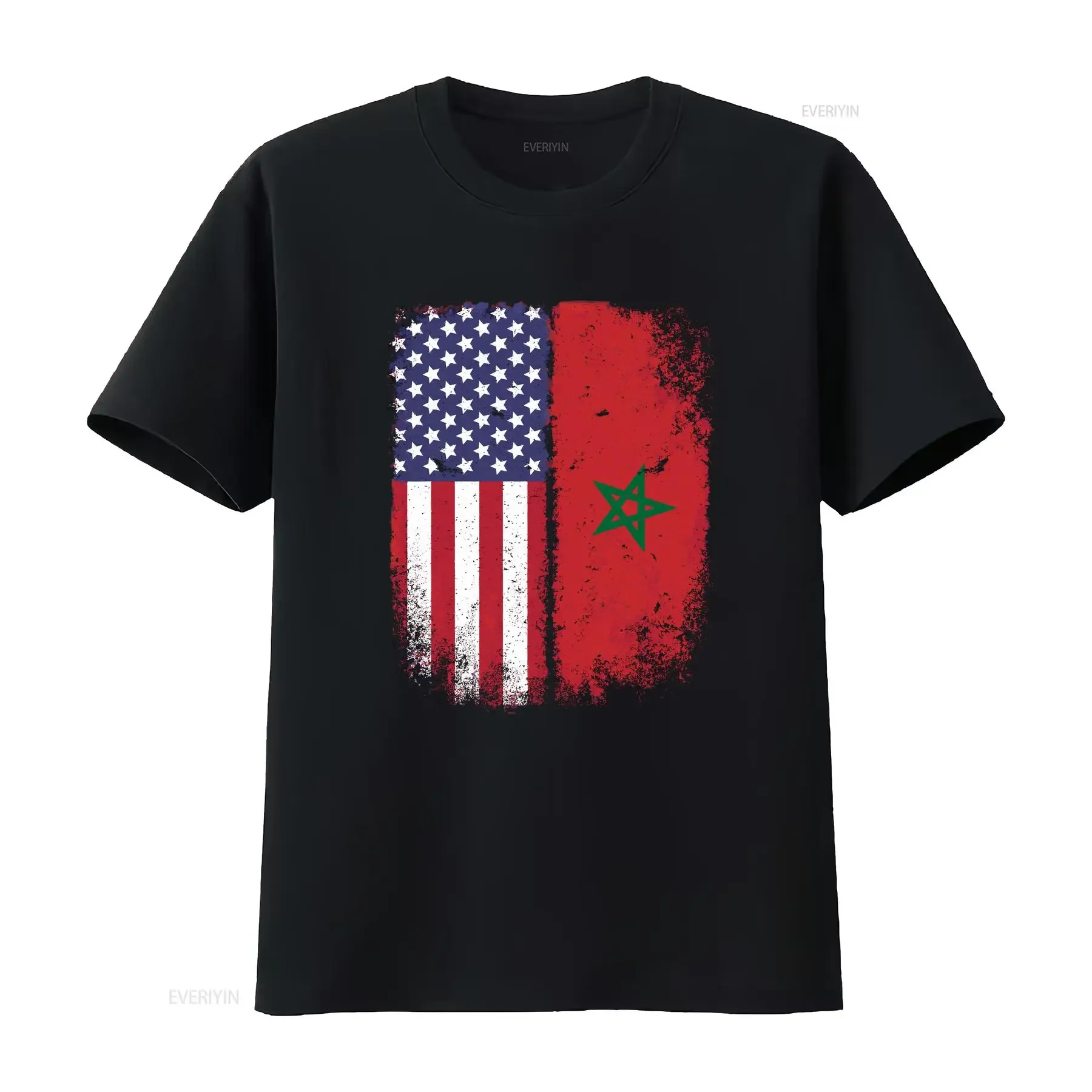 Moorish American Flag Morocco Usa Moroccan Star Womens T Shirt Black Large vintage Washed Versatile graphic designer clothes