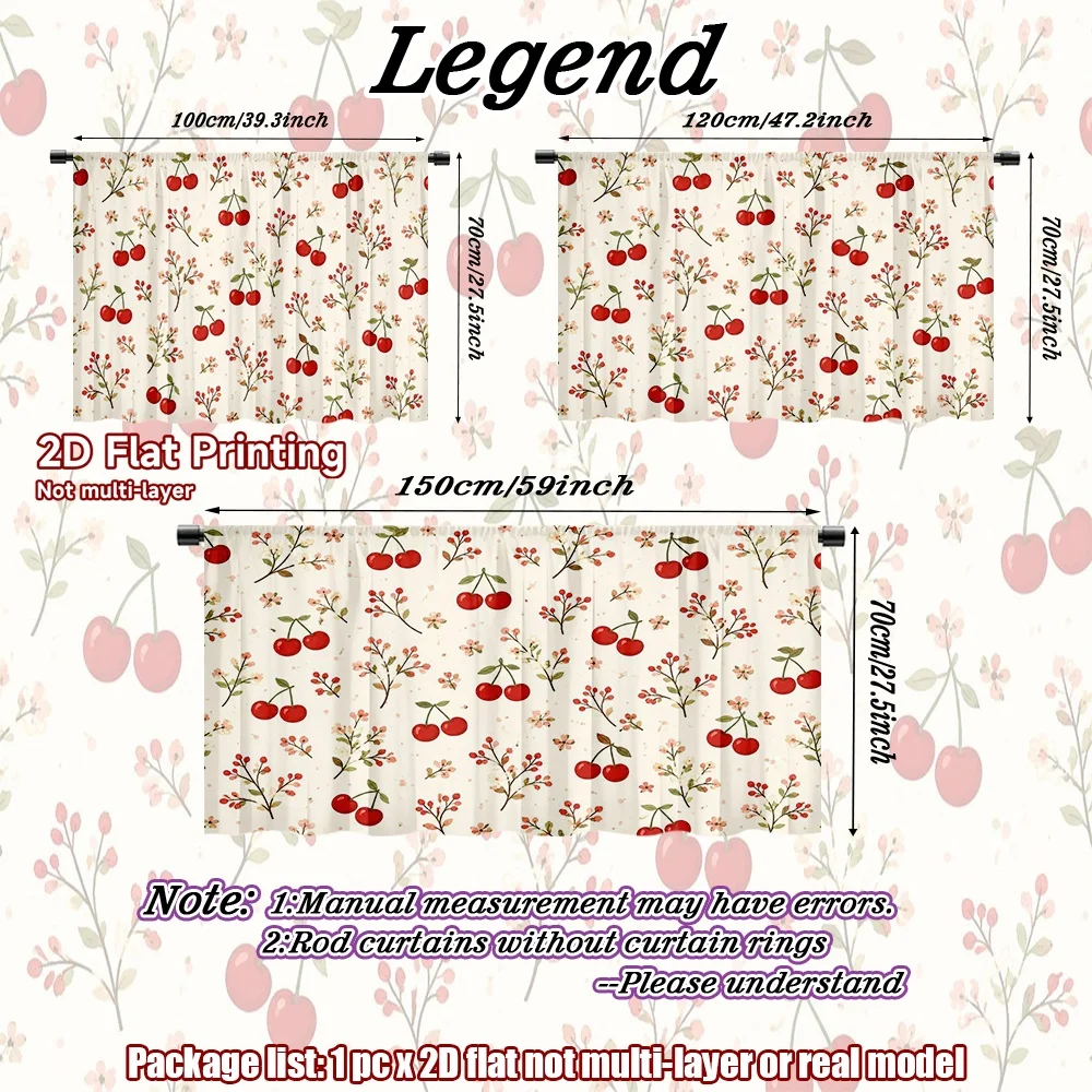 2D flat 1pc French romantic style Cherry Blossom Delight Digital printing Suitable for bedrooms_kitchens_for privacy, concealing