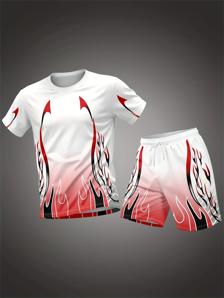 Summer New Arrival Sportswear Set Men's Fashion Training Suit Outdoor Running Set Short-Sleeve T-Shirt and Shorts Fitness Set
