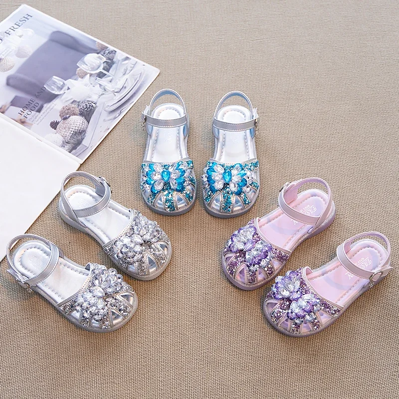 2025 Children Sandals for Girls Summer New Fashion Korean Style Soft Bottom Anti-slippery Versatile Princess Cut-outs Shoes