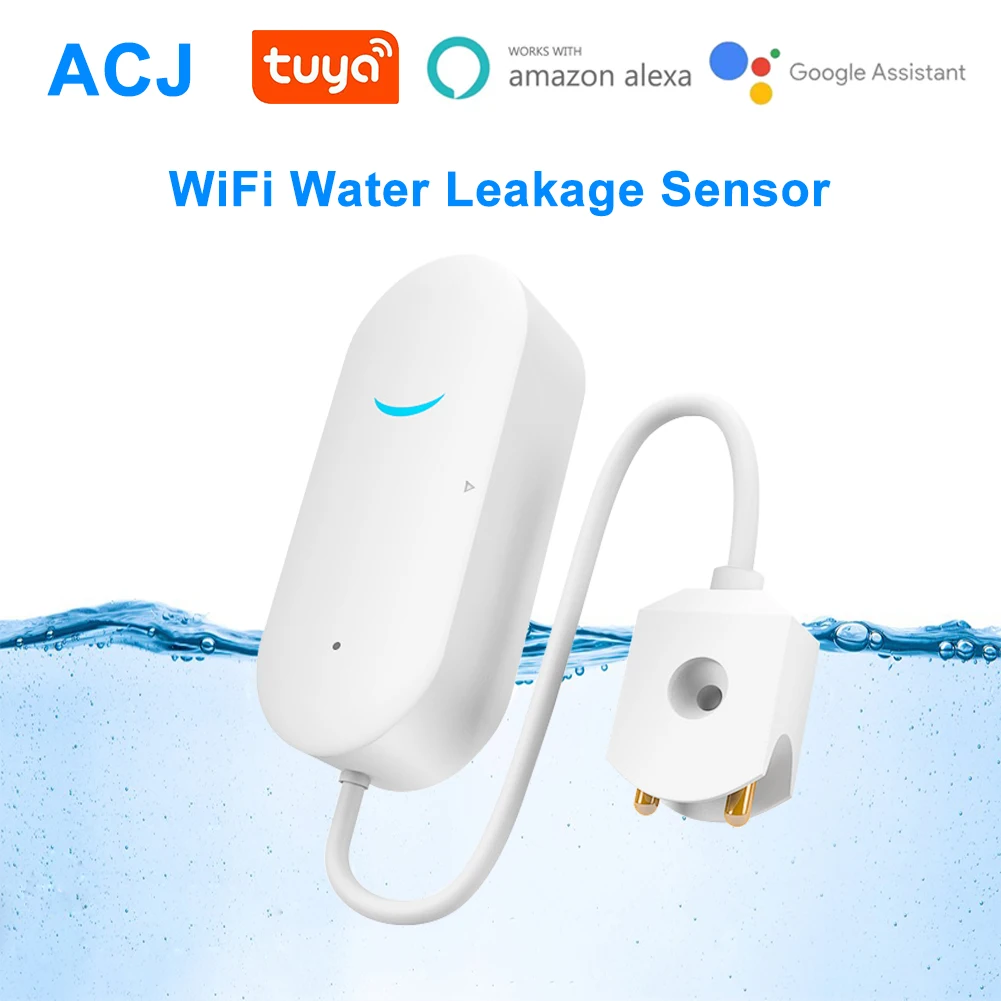 ACJ WiFi Water Leakage Sensor Smart Home Water Leakage Detector Flood Alert Overflow Security Protection support SmartLife Tuya