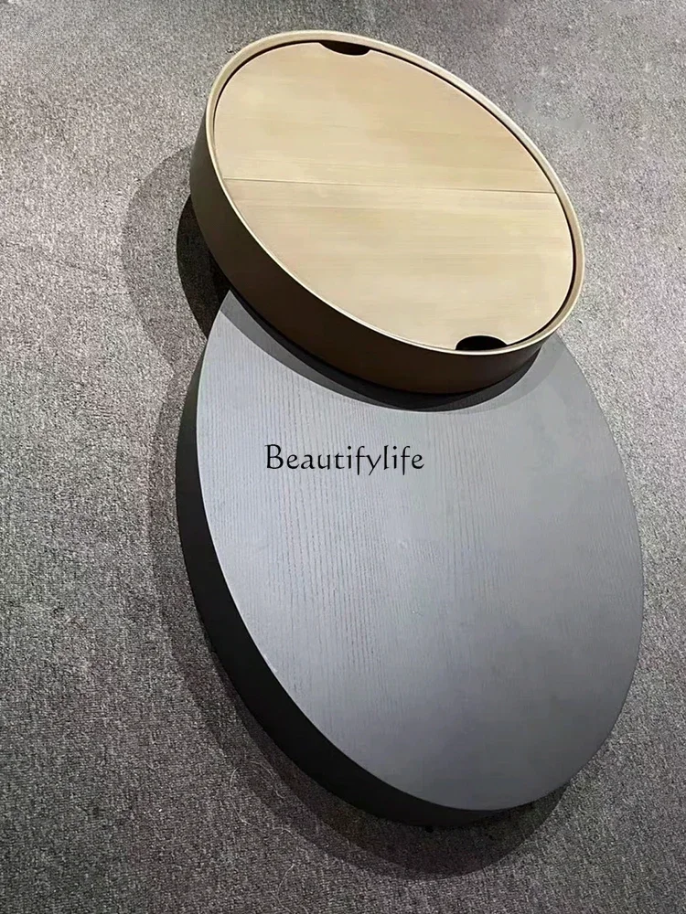 

ls 42Italian light luxury rotating coffee table modern simple living room telescopic round designer creative tea table