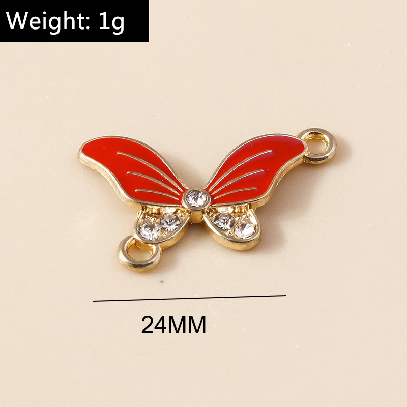 Leslie 10 Stück Kristall-Emaille-Schmetterlings-Anhänger-Verbinder für Armbänder, Halsketten, Schmuckherstellung, Zubehör, DIY-Bastelbedarf – Detail 8