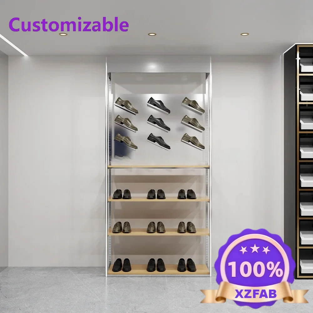 Factory Direct 2026 Espositore per Scarpe a LED Regolabile Autoportante in Acciaio Inossidabile, Scaffali per Sneaker,
