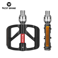 WEST BIKING Bicycle Quick Release Pedals Safety Lock Ring 3 Bearings Reflective Aluminum Pedals For Folding Bike MTB Road Bike