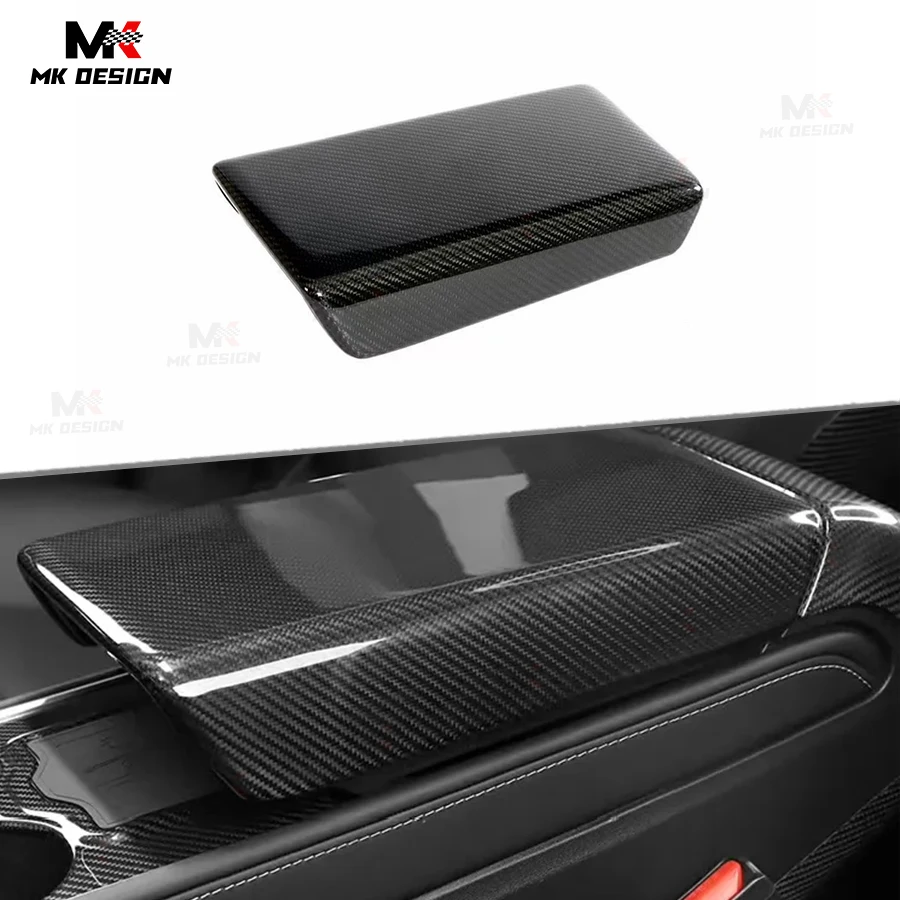 

Dry Carbon Fiber Center Armrest Cover for Tesla Model 3 19-23 Model Y 22-24 Center Console Armrest Trim Interior Accessories