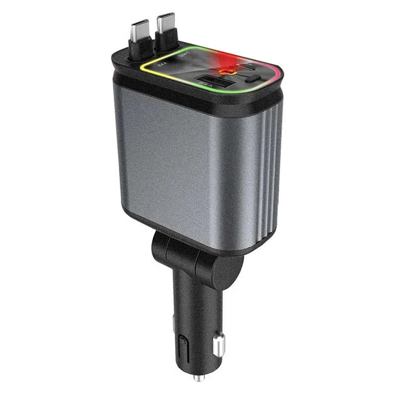 

Выдвижное автомобильное зарядное устройство 4 в 1 с USB-кабелем для быстрой зарядки Starlight в автоматической атмосферной подсветке на крыше для Iphone Samsung