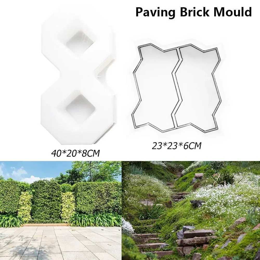 1Pcs 8 Shape Paving Brick Mould Plastic Double S Concrete Path Maker Mold DIY Reusable Stepping Stone Paver