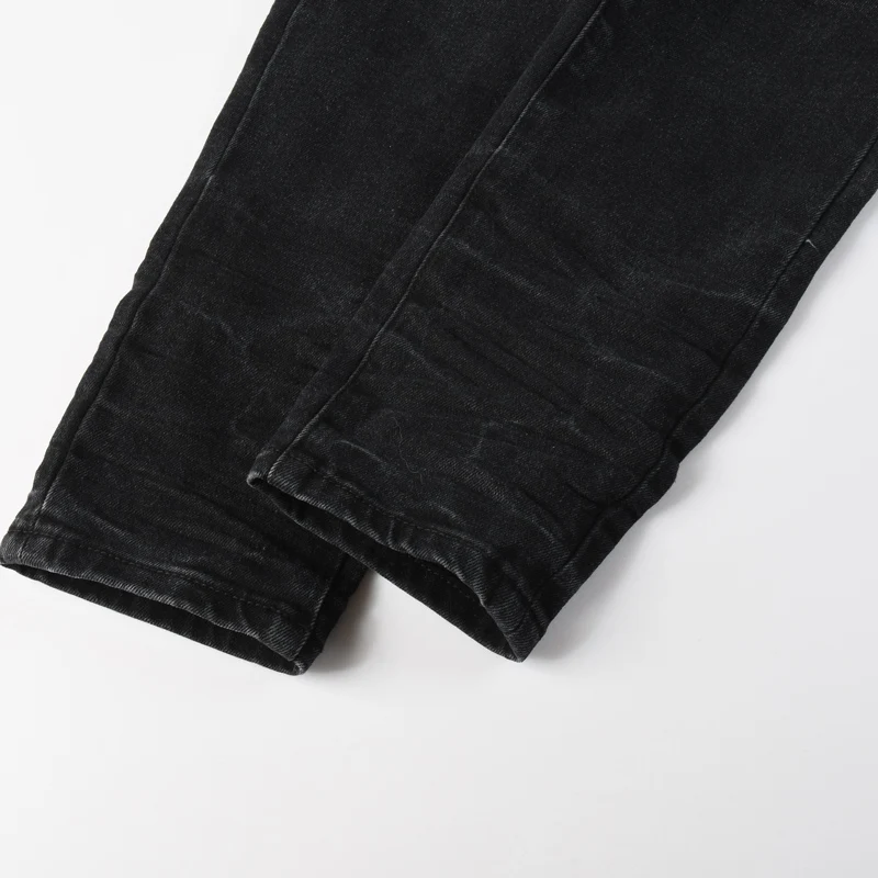 هاي ستريت موضة الرجال الجينز ريترو أسود رمادي تمتد سليم صالح الأبيض مرقع ممزق الجينز الرجال الهيب هوب العلامة التجارية الدنيم السراويل Hombre