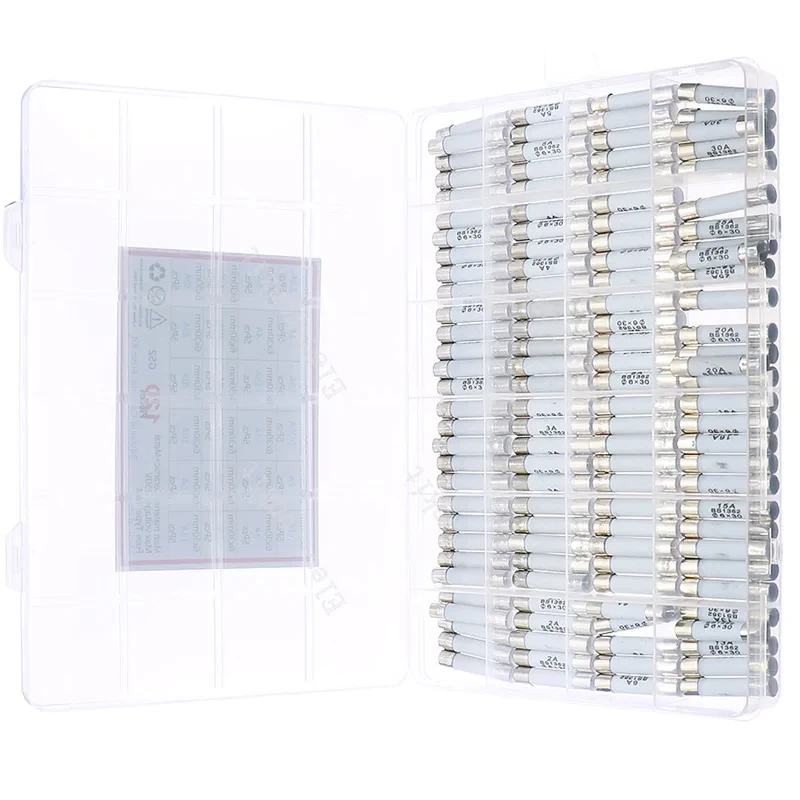 24Value 6x30mm 250V 0.1A-30A Fast Blow Ceramic Fuse Assorted kit 120Pcs Each 5pcs