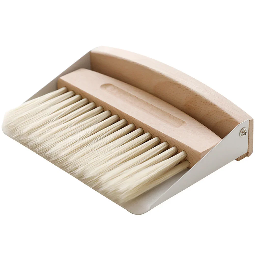 Window Cleaner Mini Dustpan Brush Set Wood Small Metal Pan Natural Table Handy Brush Sweeping Home Kitchen Car Office Storage