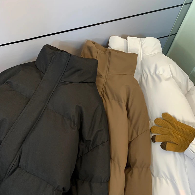 

Solid Color Stand Collar Men Parkas Winter Fashion Outdoor Male Cotton Clothing Thickened Warm Windproof Jacket for Men Zipper