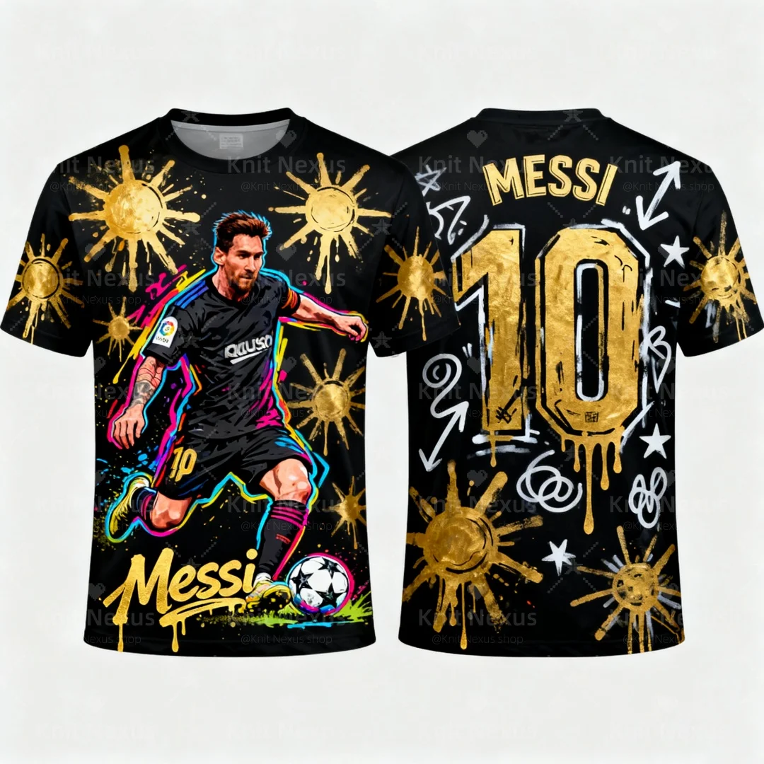 

Messi Style Summer 3D Printable Children's Clothing Football Jersey T-shirt Loose and Comfortable, Suitable for Daily Wearing