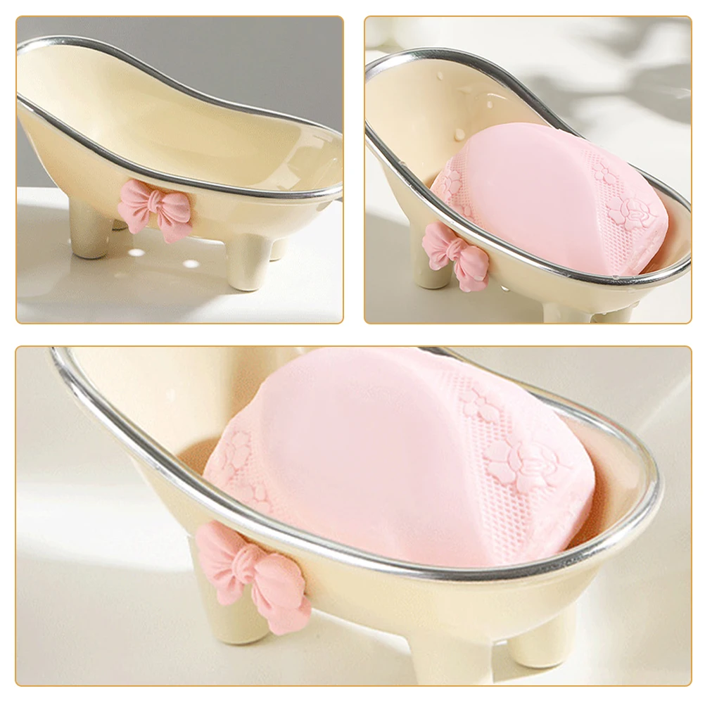 

Butterfly Knot Dish Abs Lightweight Portable Bathroom Tray Holder For Bar Soap Reusable Shower Storage Container Case