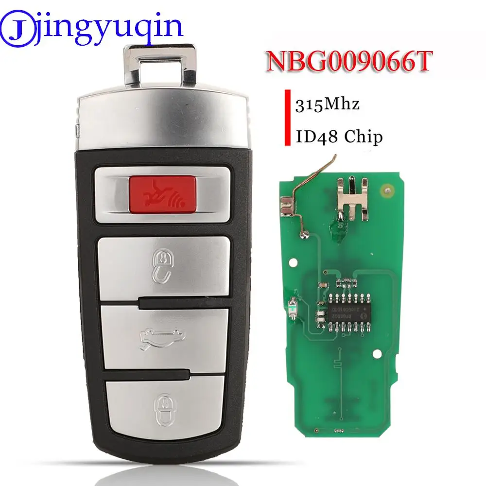 

jingyuqin 4 Buttons Smart Car Key Fob 315Mhz ID48 Fccid: NBG009066T For VW Passat 2006-2013 For VW CC 2007-2013
