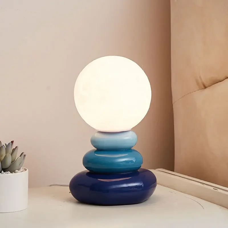 Creative Ins Style Ceramic Night Light Colorful Cream Style Stacked Stone Atmosphere USB Powered Three Color Bed Lamps