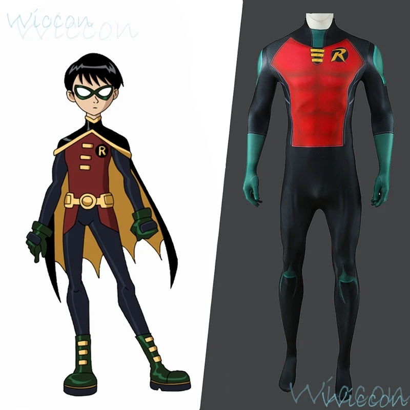 Adults Kids Anime Cartoon Teen Game Titans Superhero Robin Comic Grayson Cosplay Jumpsuit Costume Halloween Uniform Roleplay