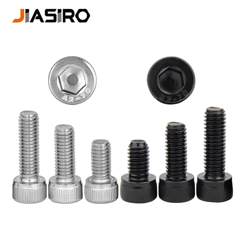 50Pcs Hex Socket Cap Head Screw Bolts M1.4 M1.6 M2 M2.5 M3 Black 12.9 Grade Carbon Steel Allen Screw Stainless Steel 304 DIN912