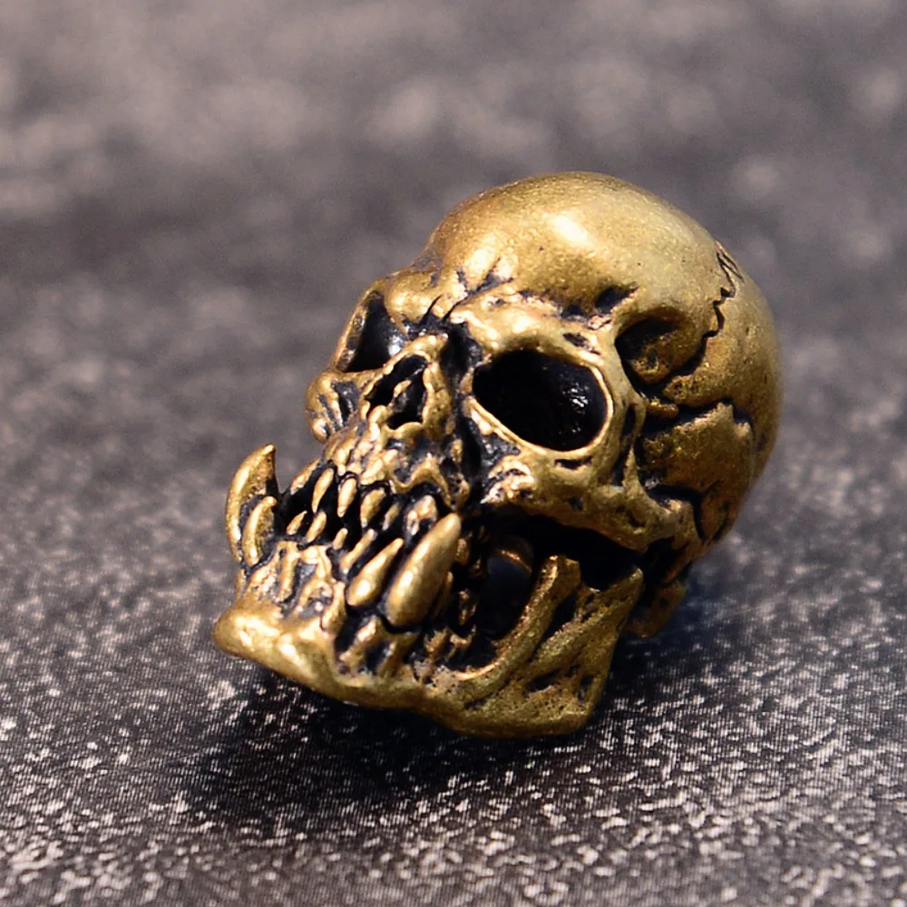 Vintage-Totenkopf mit Fangzähnen aus Messing, DIY-Schlüsselanhänger, Heimdekoration, Sammlerstücke, Geschenkzubehör – Detail 3