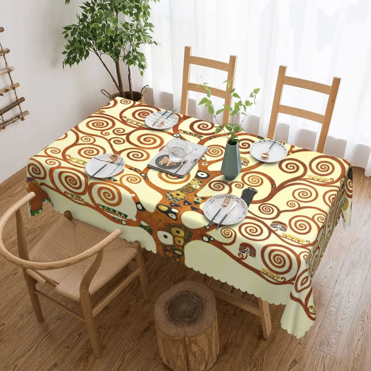 Custom Rectangular Waterproof Oil-Proof The Tree Of Life By Gustav Klimt Tablecloth 45