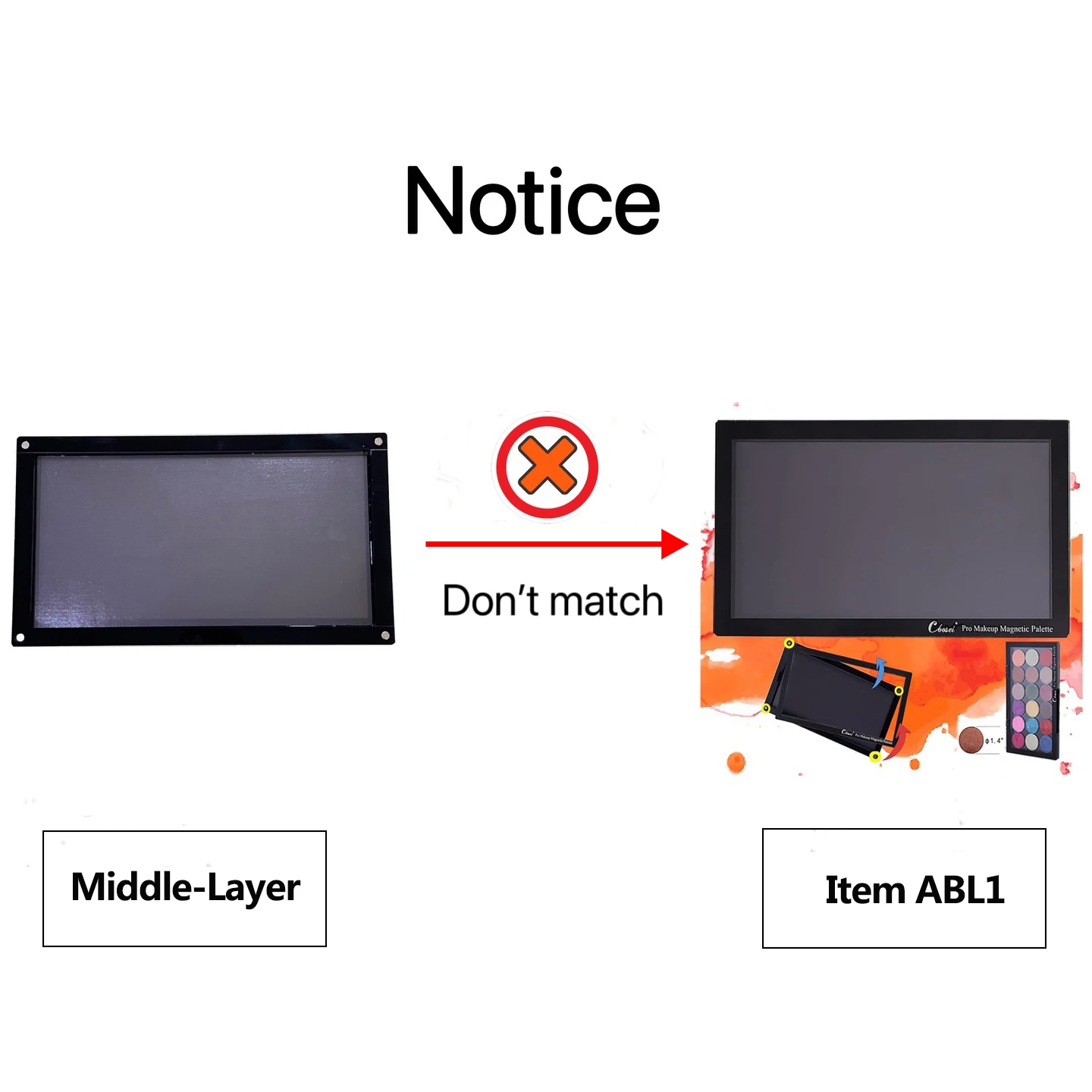 Coosei Acrylic Accessory Middle Single-layer No Cover/Lid Partition-Compartment for Stacking on New Empty Magnetic Palette ABL2