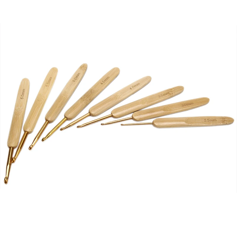 8x Bambus-Häkelnadel-Set, Stricknadeln mit Griff, Garnwebwerkzeuge, Nähwerkzeuge
