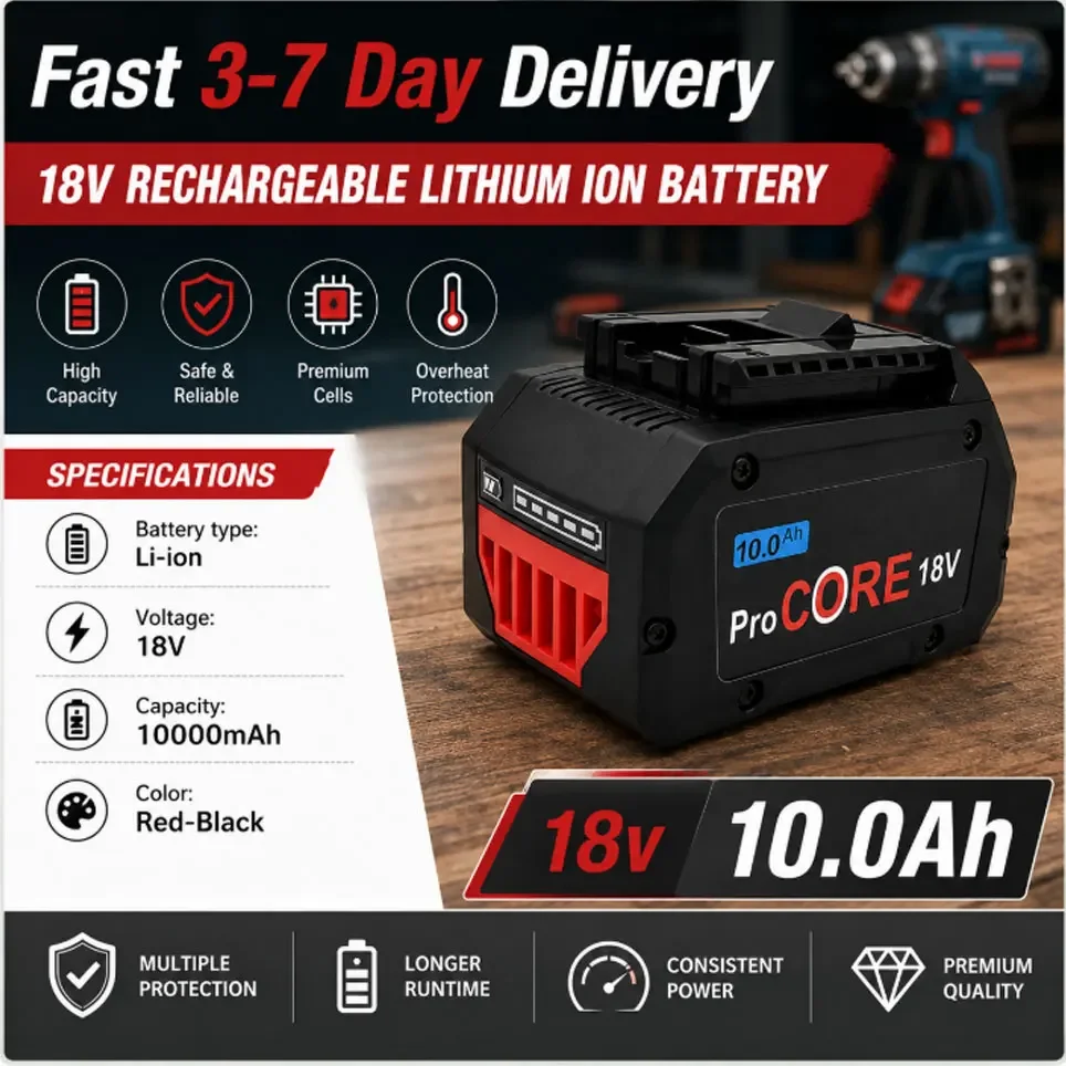 Batteria di ricambio Bosch 18V 10.0Ah 21700 Zelle ProCORE per sistemi professionali 18V, utensili senza fili BAT609 BAT618 GBA18V80