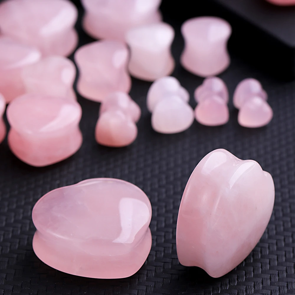 2pcs Pink Color Quartz Crystal Stone Ear Tunnels Plugs for Women Men Ear Stretcher Expanders Gauge Earring Piercing Oreja 6-25mm