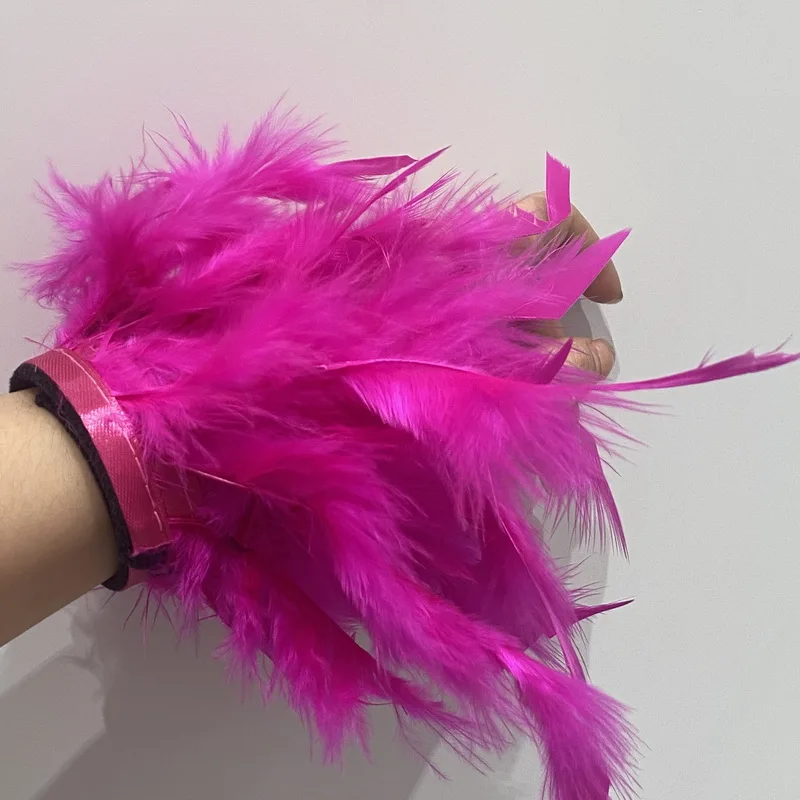 Fashion Feather Cuffs For Women Bracelet Plume Sexy Handcuffs ostrich Feather Cuffs Manicure hand photo cuffs Anklet Bracelet