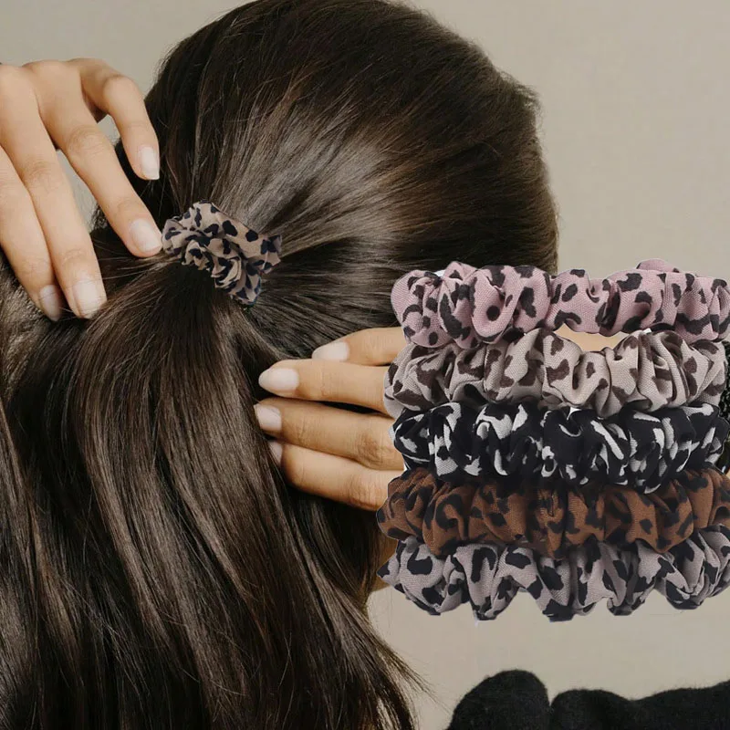 

5pc Hot European and American Leopard Elastic Hair Bands for Women Girls Hair Ties Rope for Hair Accessories Ponytail Holder