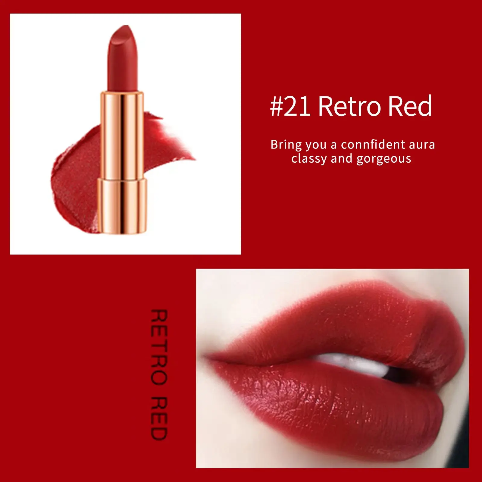 Matte Lipstick Set 3 Colours with Silver Chain Bag Waterproof Non-Stick Long Lasting Makeup Red 3.5gx3pcs for Women and Girls