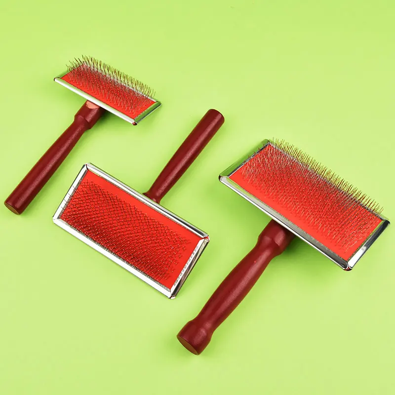 

Расческа для собак и кошек, Массажная щетка из цельной древесины для удаления шерсти, уход за домашними питомцами, расческа из нержавеющей стали с узлом