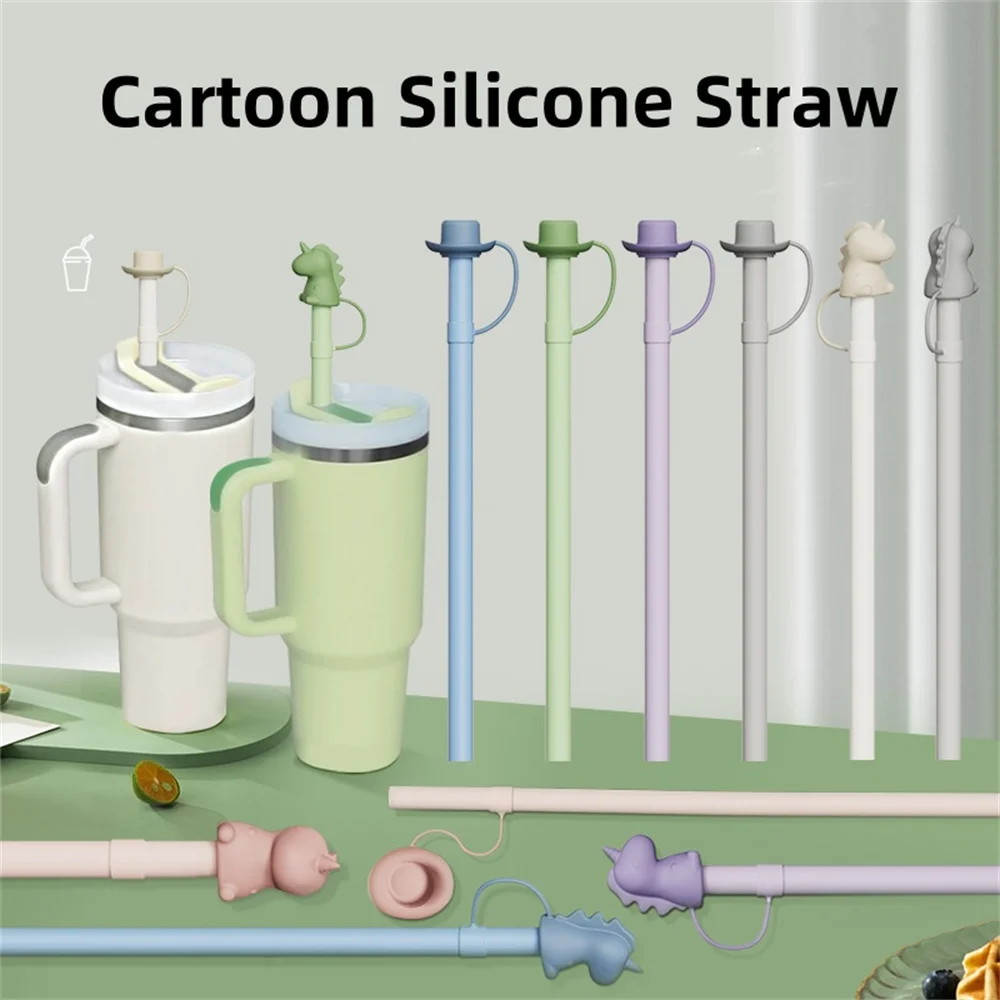 

New Cartoon Silicone Straw Plug Reusable Straws Cover Universal Dust-proof Splash Proof Airtight Drinking Dust Straw Tip Toppers