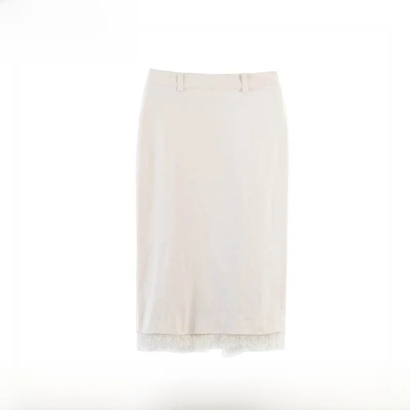 

Spring Summer New Arrival Women's Fashion ZR Style Lace Midi Skirt High Waist Straight Cut Loose Fit Polyester Fiber