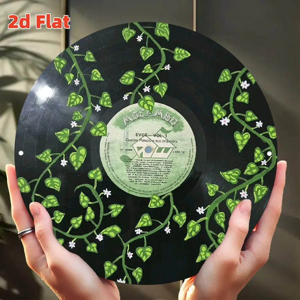 Vinyl Record Leaf Metal Sign -  Round Music Note Wall Art with Lyrics Label, Vintage Decor for Studio Cafe, Vinyl Lover Gift